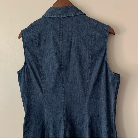 NEW Anne Klein Diana Sleeveless Collared Denim Button Up Shirt Dress Size 14 - Picture 8 of 15